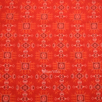Red Black Tribal Theme Odisha Ikat Sambalpuri Dress Set & Dupatta