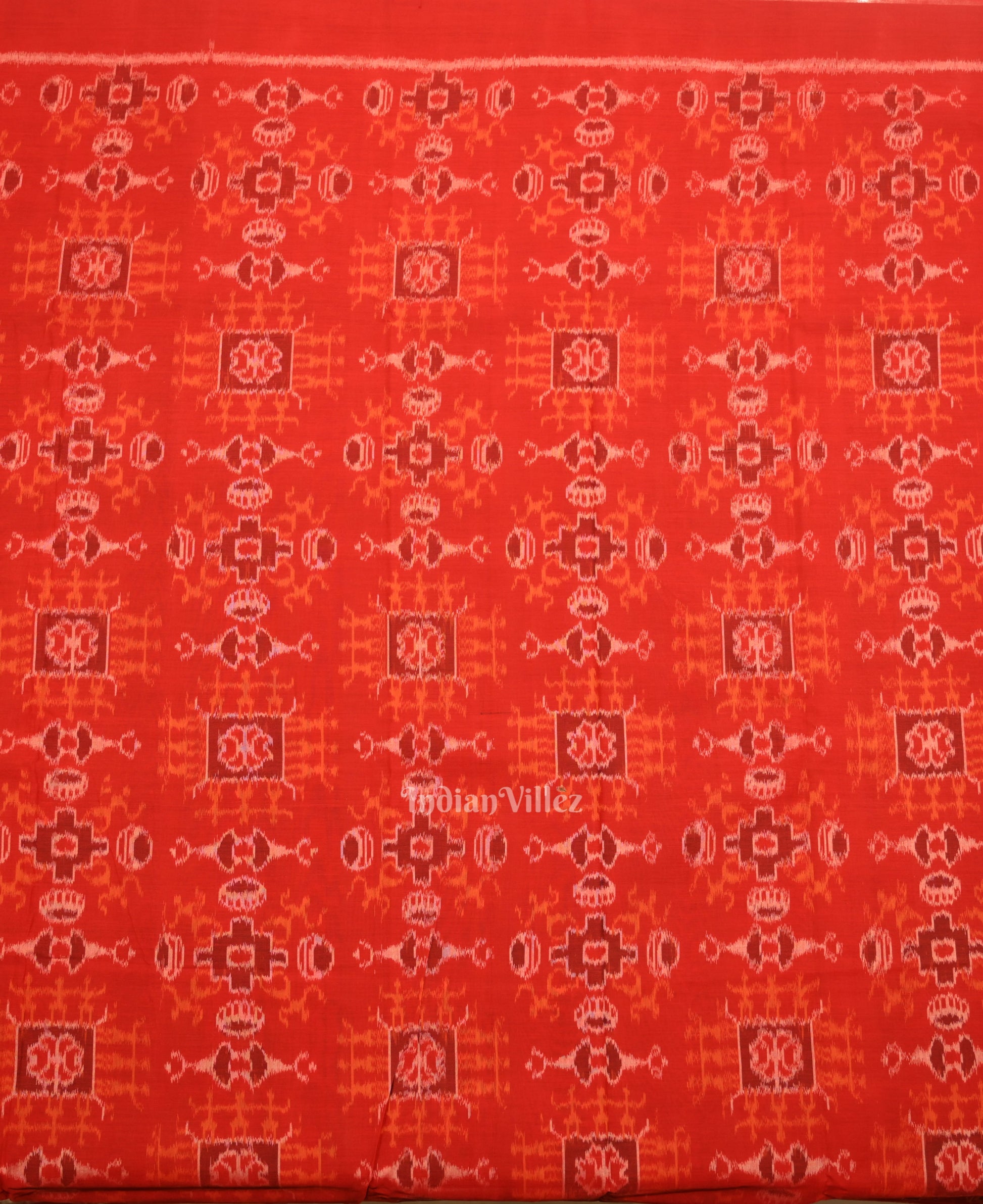 Red Black Tribal Theme Odisha Ikat Sambalpuri Dress Set & Dupatta