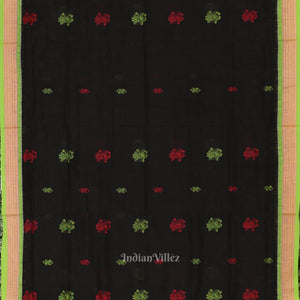 Black Parrot Green Odisha Handloom Doll Theme Bomkai Cotton Saree