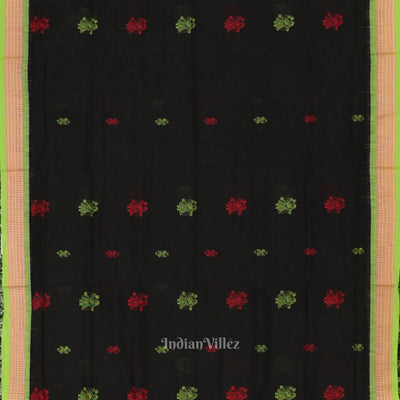 Black Parrot Green Odisha Handloom Doll Theme Bomkai Cotton Saree