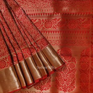 Red Pure Kanjivaram Silk Saree with Zari Brocade