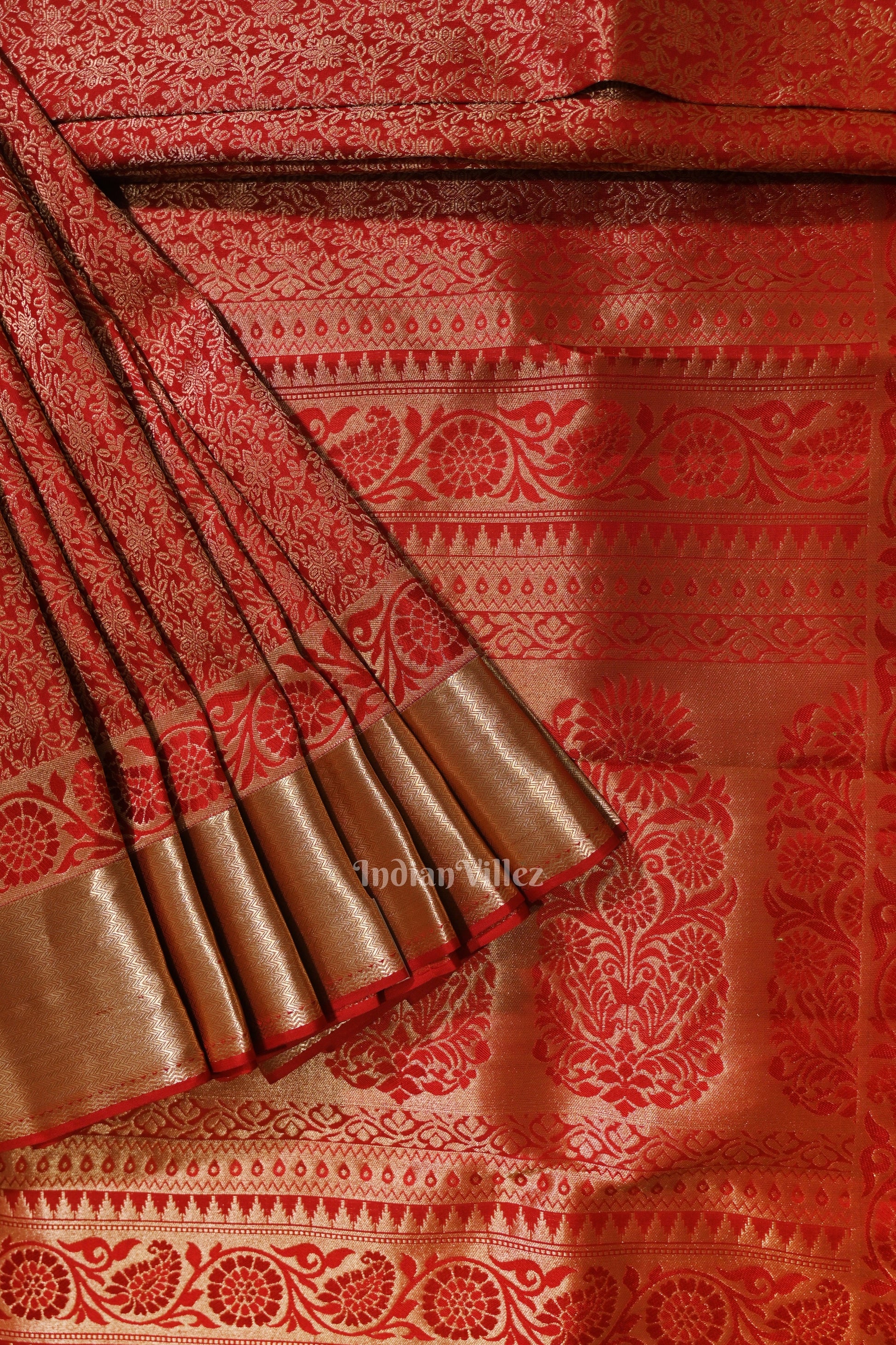 Red Pure Kanjivaram Silk Saree with Zari Brocade
