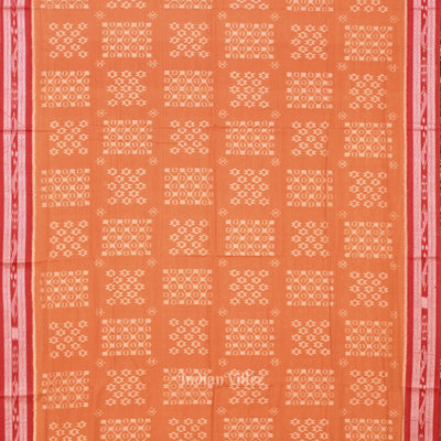 Matt Orange Odisha Handloom Sambalpuri Cotton Saree
