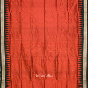 Red Black Buti Bomkai Sambalpuri Silk Saree