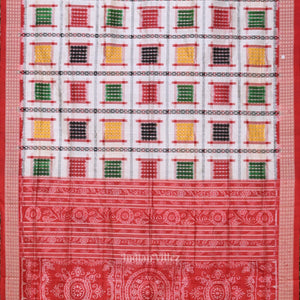 White with Multicolor Ashwini Odisha Ikat Sambalpuri Silk Saree