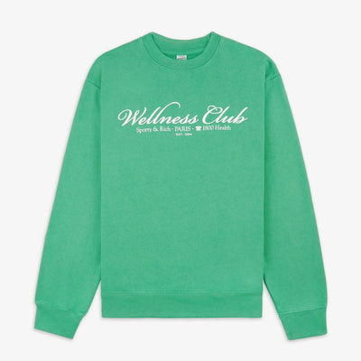 SPORTY & RICH | 1800 HEALTH CREWNECK { VERDE/WHITE
