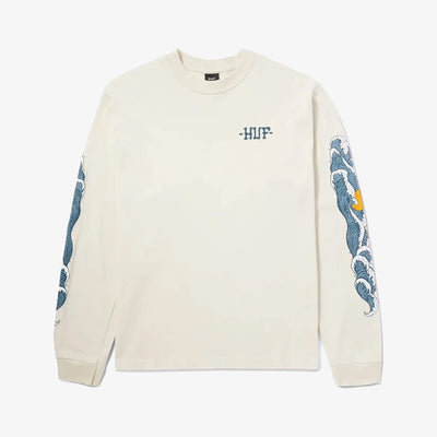 HUF | ROGUE WAVE LONG SLEEVE T-SHIRT  { BONE