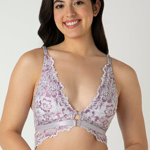 Femme Lace Padded Non-Wired Demi Bra - Thistle