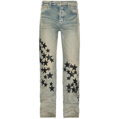 AMIRI Leather Star Straight Jeans Clay/Indigo