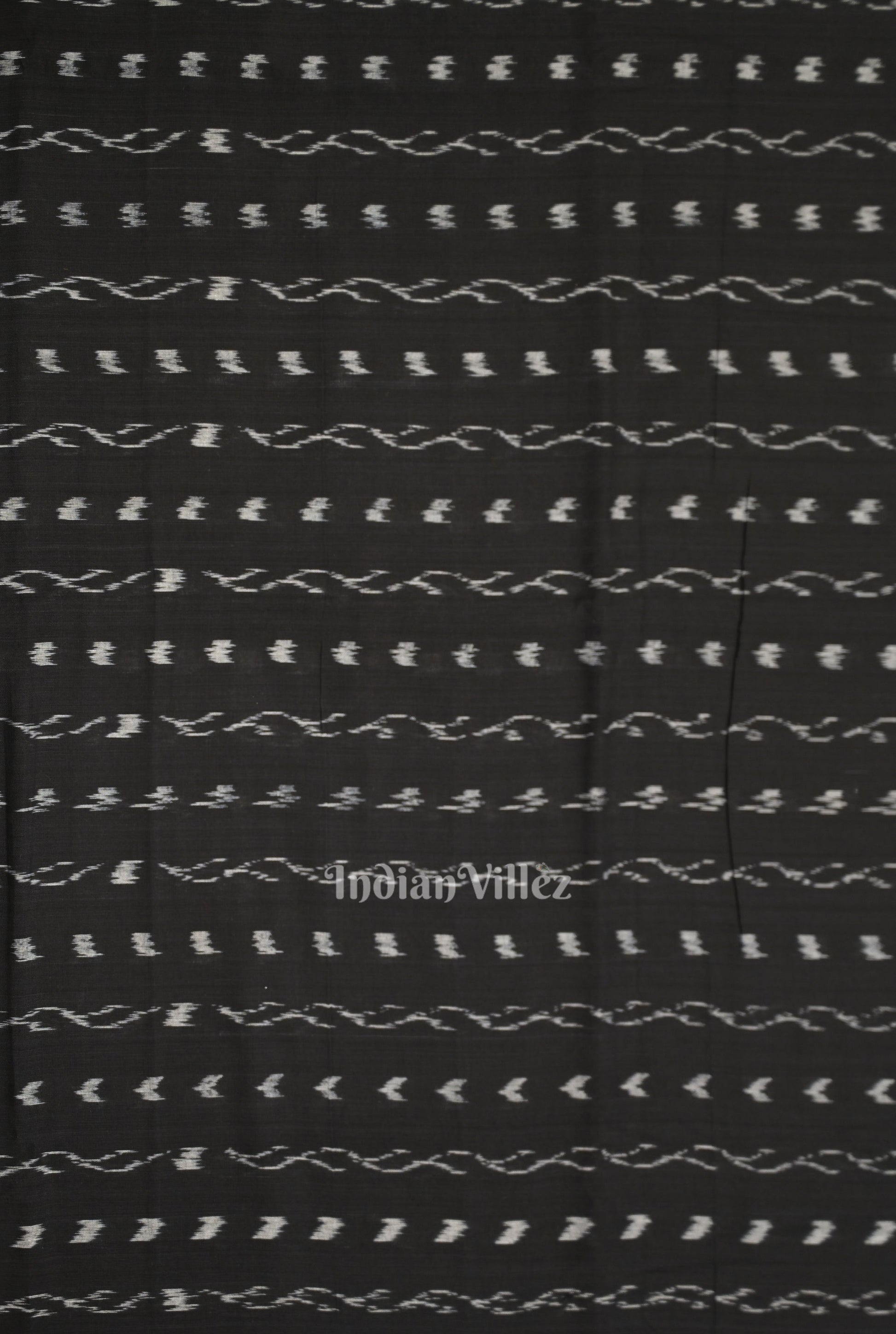 Black Tipa Design Sambalpuri Ikat Cotton Fabric