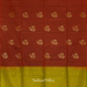 Lemon Yellow With Deep Maroon Pure Kanjivaram Soft Silk Saree