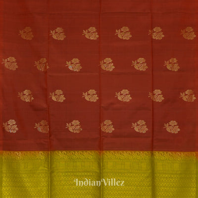 Lemon Yellow With Deep Maroon Pure Kanjivaram Soft Silk Saree