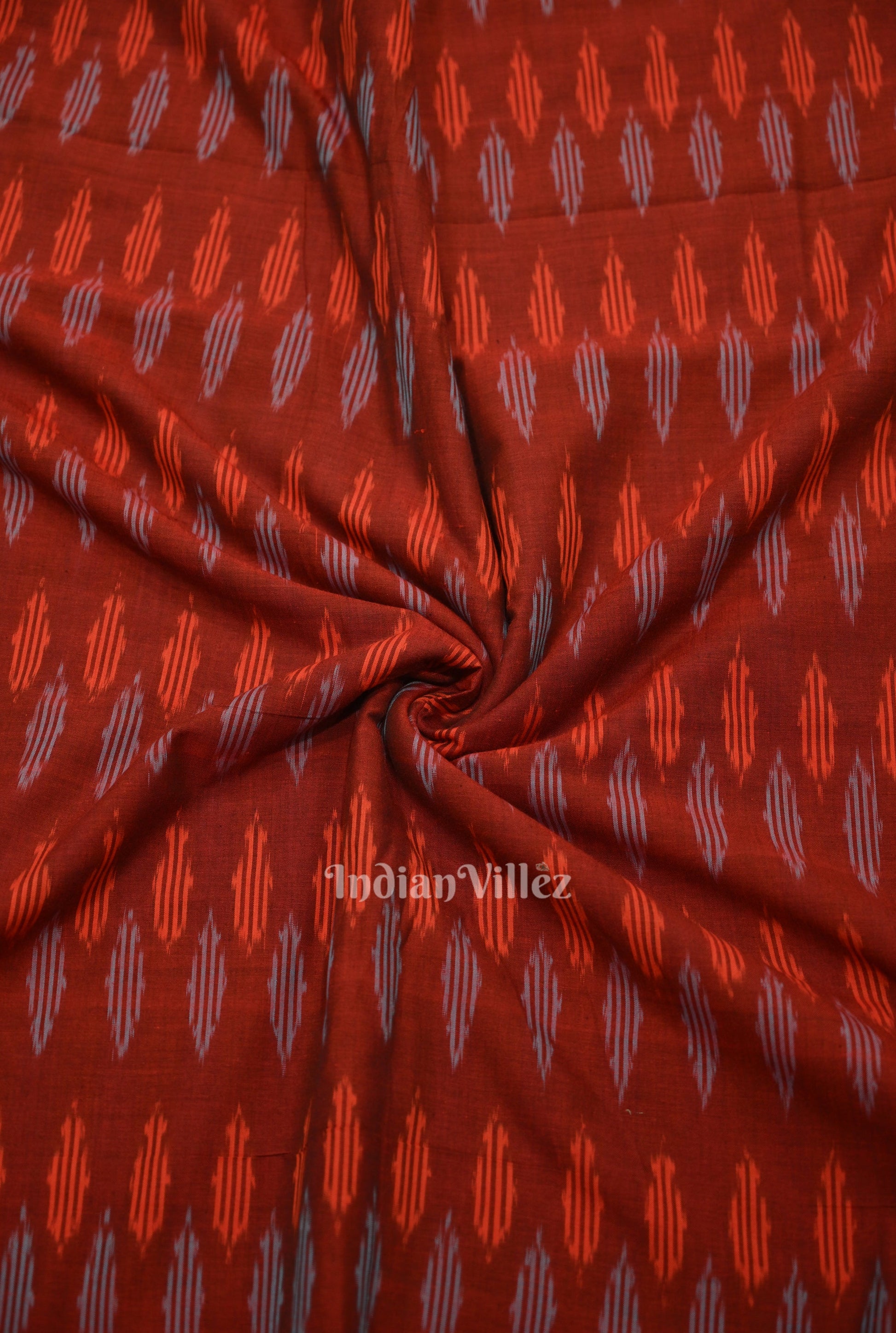 Maroon Pochampally Ikat Cotton Fabric