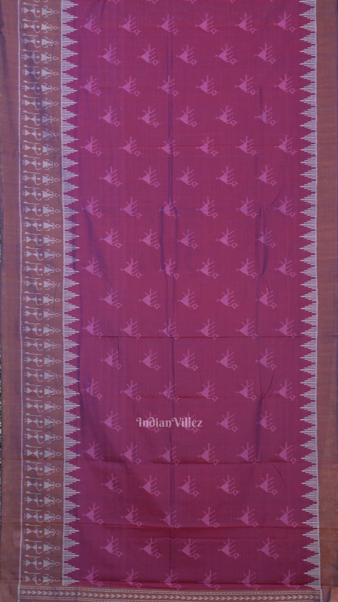Purple Dual Tone Tribal Theme Odisha Ikat Sambalpuri Cotton Saree