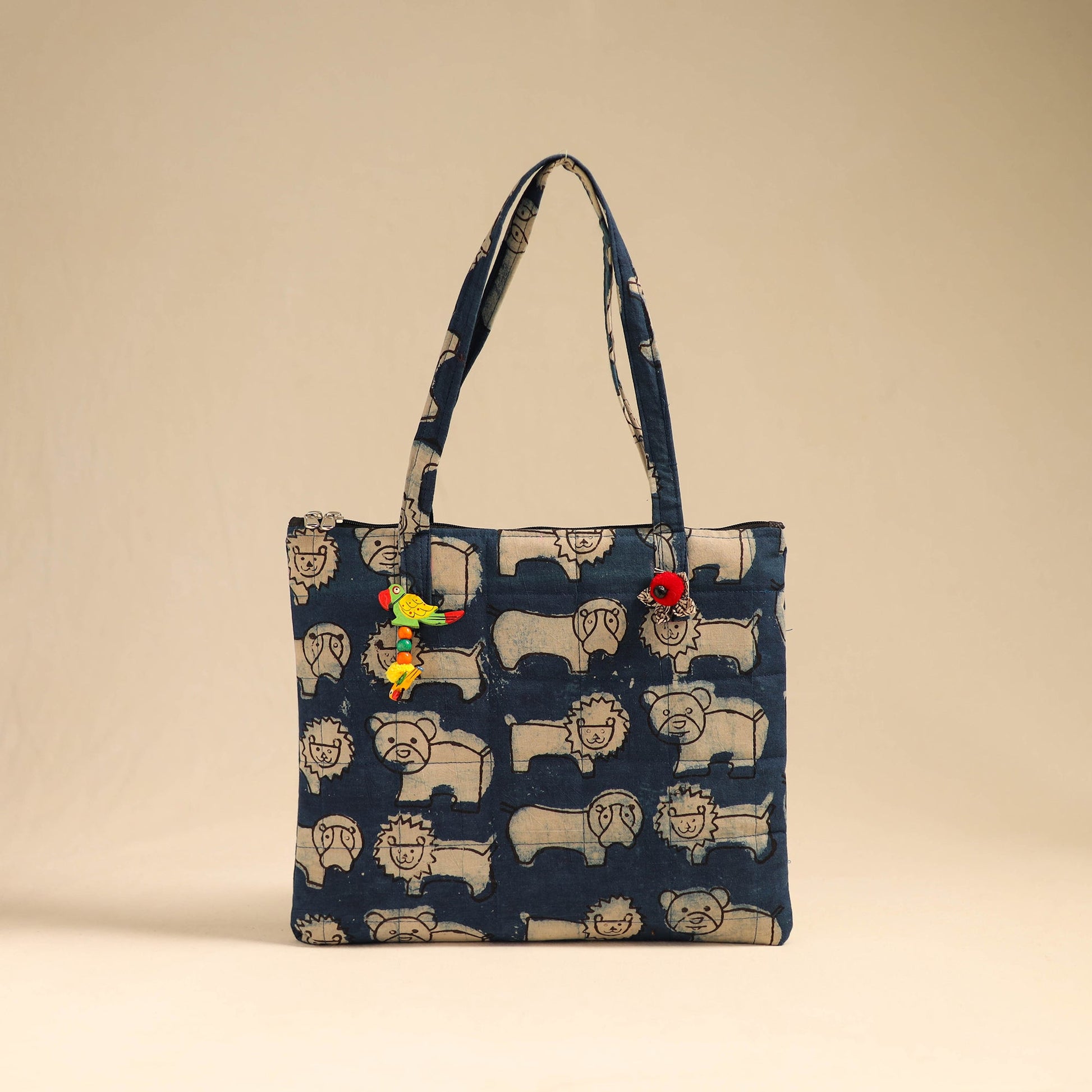 Blue - Handcrafted Quilted Cotton Handbag 16