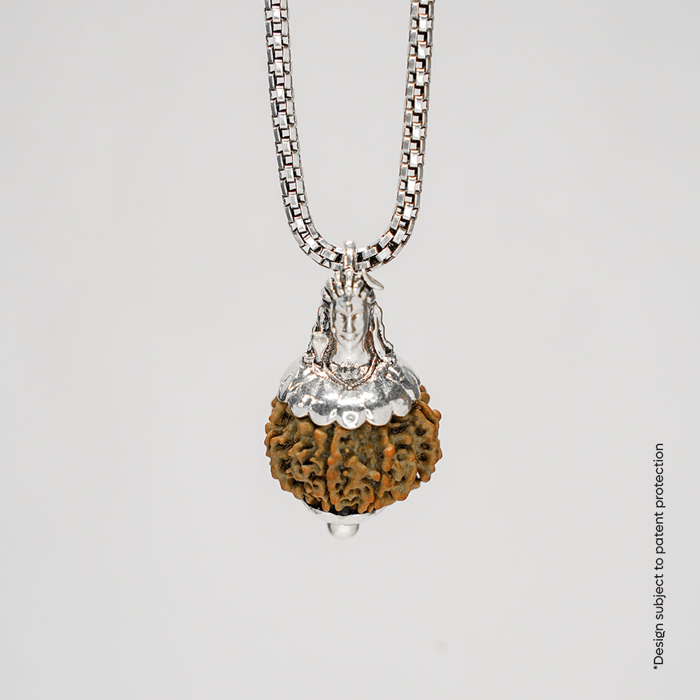 Adiyogi Pendant (9 Mukhi Nepali Rudraksha) With Chain