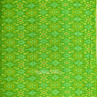Exclusive Green Pochampally Ikat Silk & Cotton (Sico) Fabric