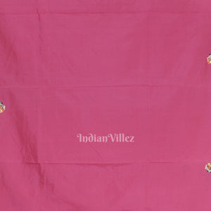 Pink Shree Siddhivinayak Ganapati Hand-Painted Pattachitra Saree