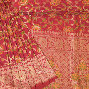 Rani Pink Meenakari Banarasi Katan Silk Saree