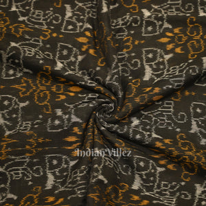 Black Tribal Theme Sambalpuri Ikat Cotton Fabric