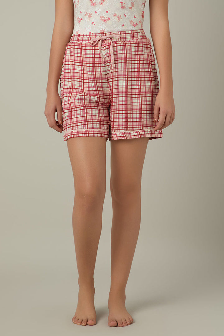 Sleep Shorts - Blush Rose Check Print