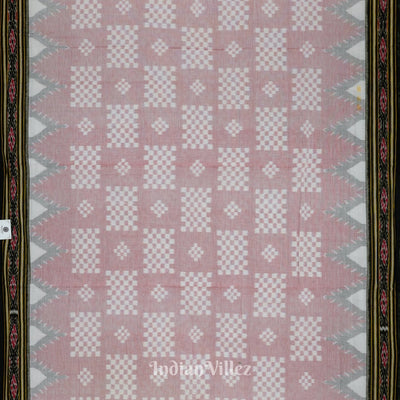 Light Pink Pasapali Theme Odisha Ikat Sambalpuri Pure Cotton Saree