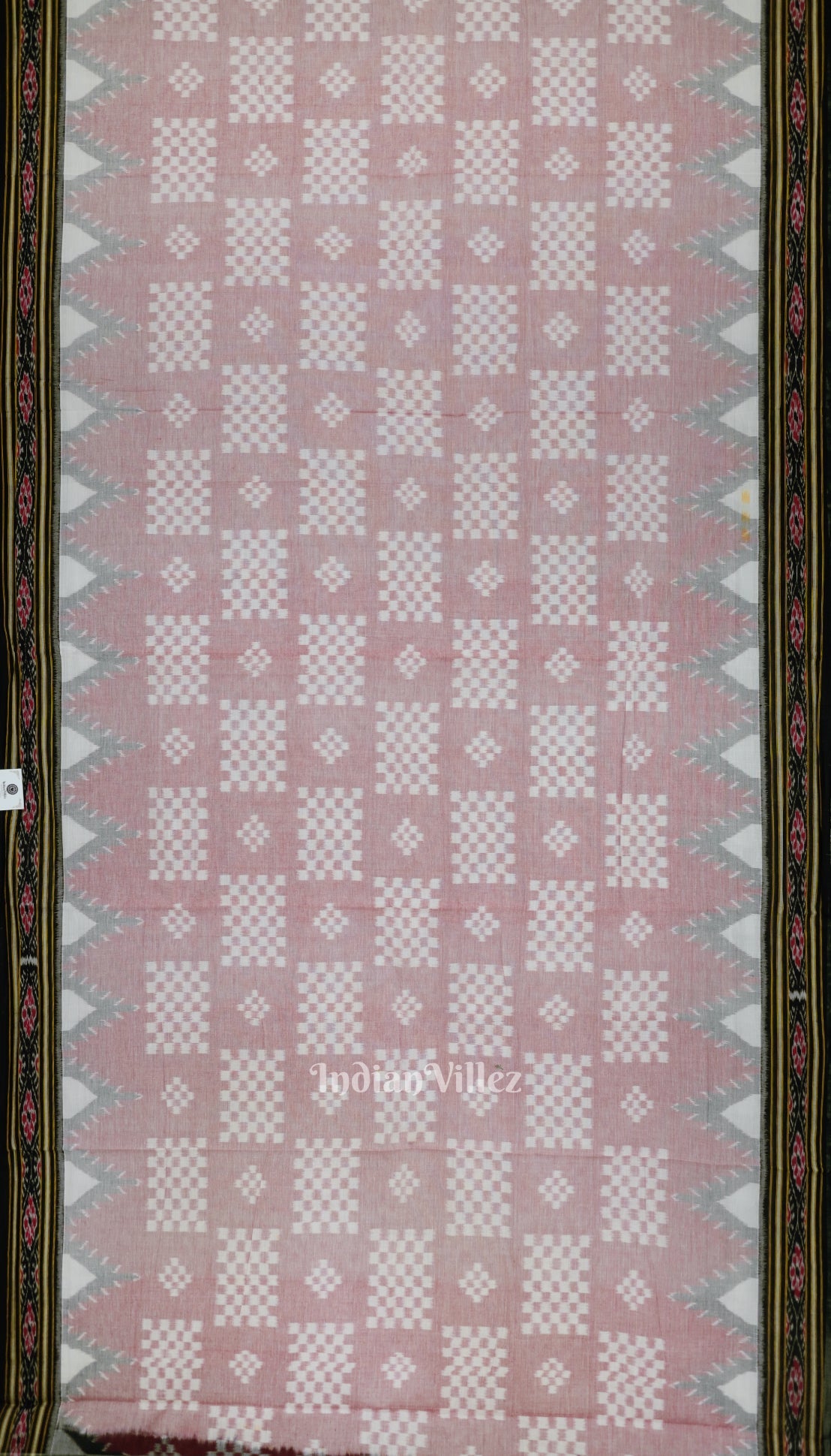 Light Pink Pasapali Theme Odisha Ikat Sambalpuri Pure Cotton Saree