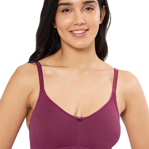All-Day Elegance Solid Non Padded Non-Wired Super Support Bra - Red Plum