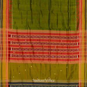 Green Red Kathiphera Odisha Ikat Khandua Silk Saree