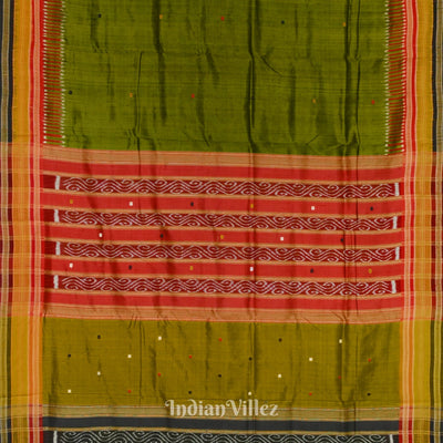 Green Red Kathiphera Odisha Ikat Khandua Silk Saree
