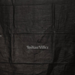 Black Radha Krishna Rasa Theme Hand-Painted Pattachitra Saree