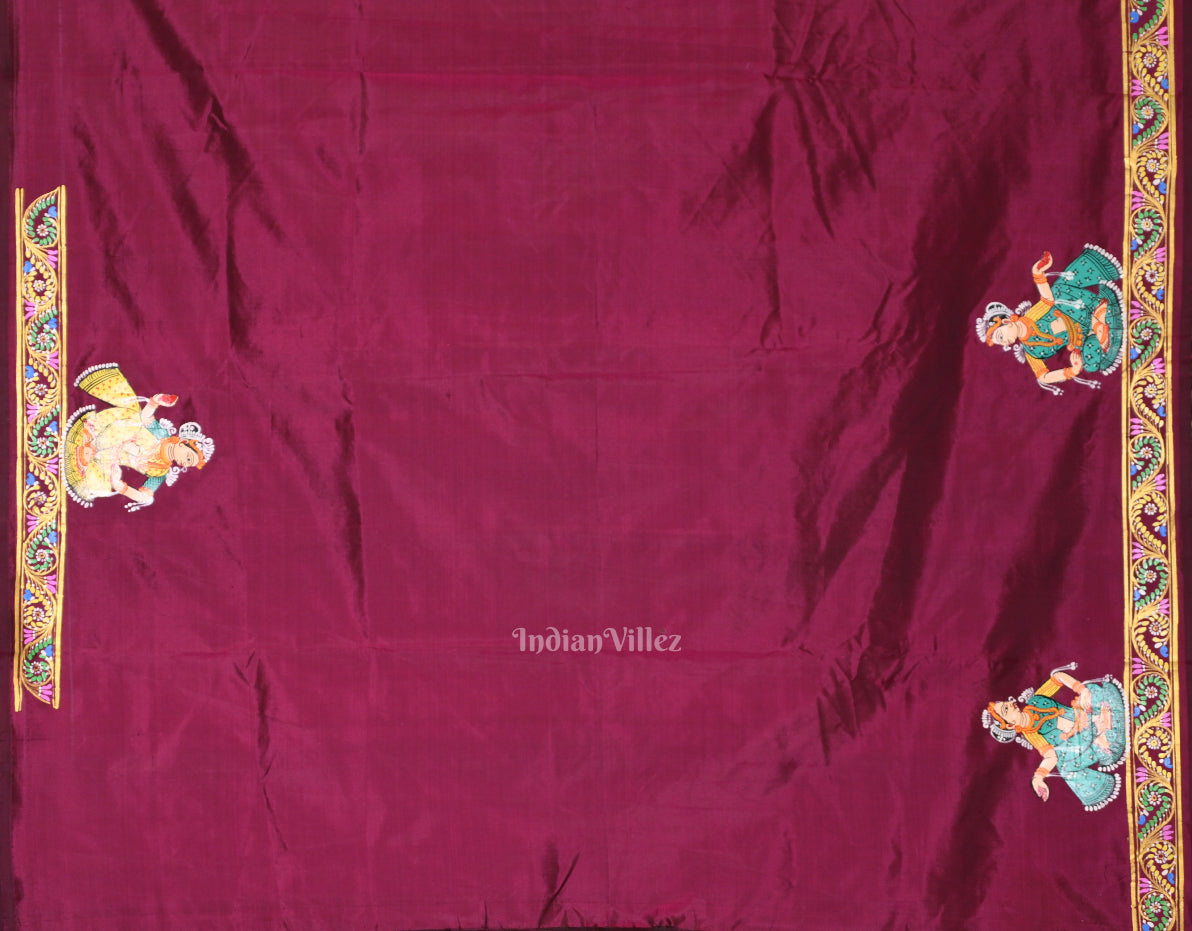 Purple Ram Sita Vivah Theme Pattachitra Saree