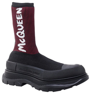 Alexander Mcqueen Tread Slick Sock Boot Black Red