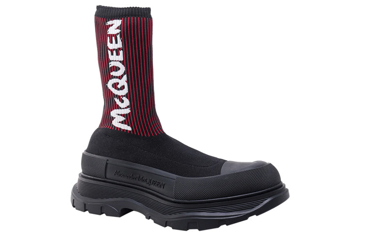 Alexander Mcqueen Tread Slick Sock Boot Black Red