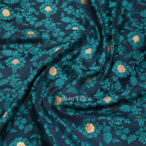 Exclusive Dark Blue Soft Pure Mashru Satin Silk Banarasi Saree