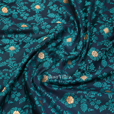 Exclusive Dark Blue Soft Pure Mashru Satin Silk Banarasi Saree