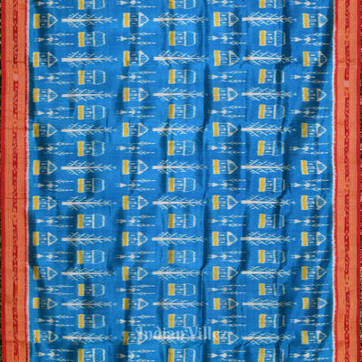 Aqua Blue Tribal Theme Odisha Handloom Khandua Silk Saree