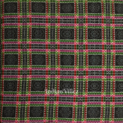 Black with Multi Color Utkalaxmi Sambalpuri Ikat Cotton Fabric