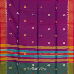 Maroon With Green Pure Bishnupuri Silk Saree