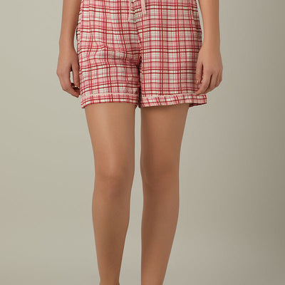 Sleep Shorts - Blush Rose Check Print