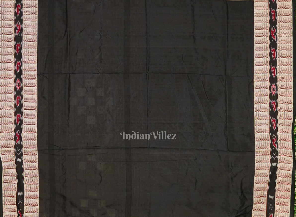 Black Pasapalli Sambalpuri Ikat Silk Saree with Bichitrapuri Border