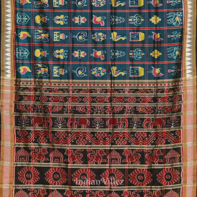 Forest Green Nabakothi Theme Odisha Ikat Khandua Silk Saree