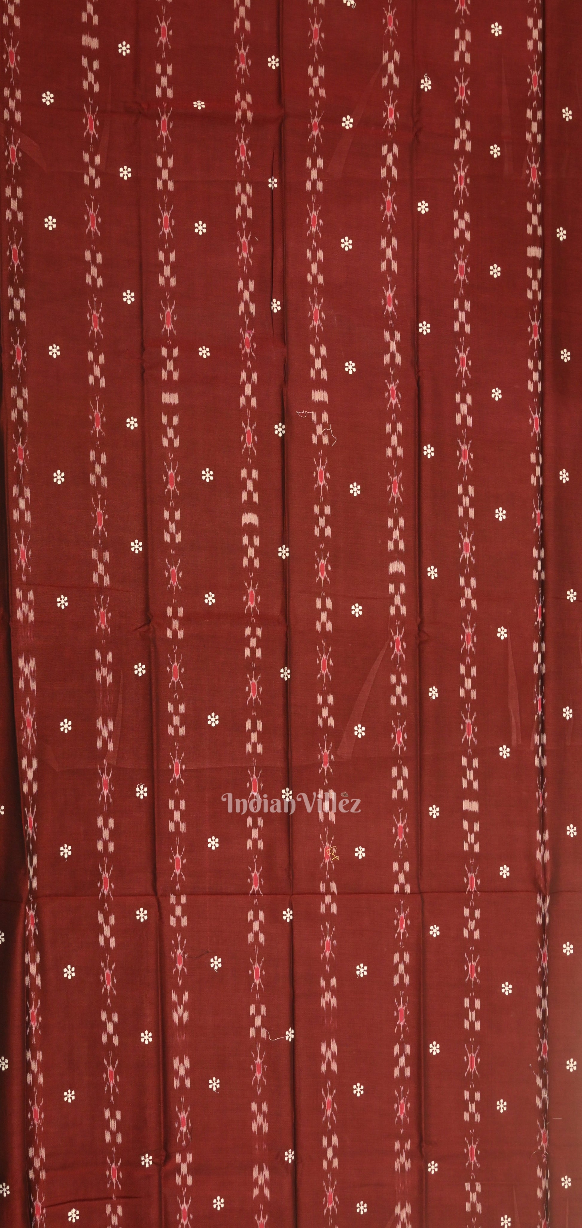 Maroon Cream Flower Buti Odisha Ikat  Sambalpuri Dress Set & Dupatta