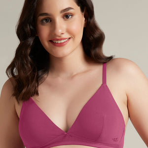 Trendy Plunge Padded Non-Wired Cotton Bra - Malaga