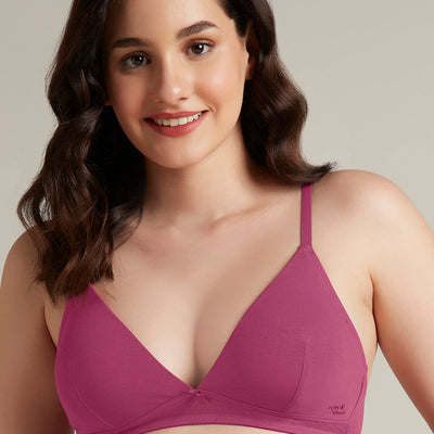 Trendy Plunge Padded Non-Wired Cotton Bra - Malaga