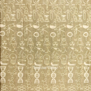 Light Beige Sceince Theme Sambalpuri Odisha Ikat Cotton Fabric