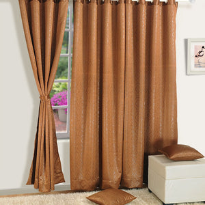 BROWN JACQUARD BLACKOUT CURTAINS – 2051