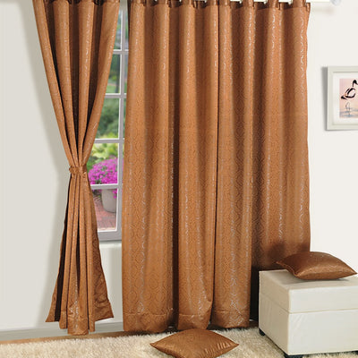 BROWN JACQUARD BLACKOUT CURTAINS – 2051