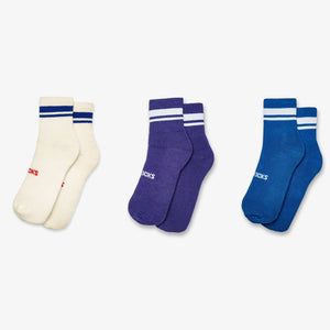 Superkicks | CREW SOCKS  { WHITE/PURPLE/BLUE