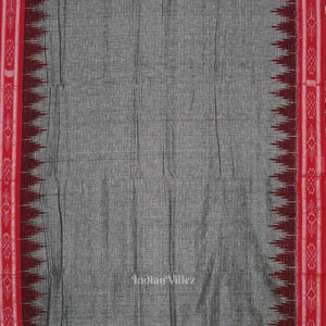Gray Maroon Jharana Maniabandha Cotton Saree